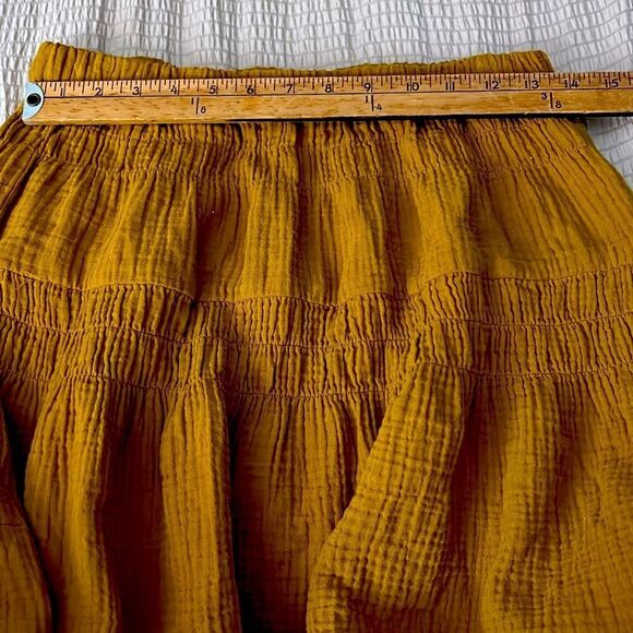 MADEWELL Women's Yellow Double-Gauze Smocked Mini Skirt S - Picture 6 of 8